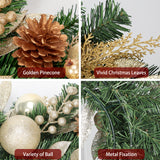 Christmas Norfolk Pine Wreaths for Front Door with Gold Ball-24“